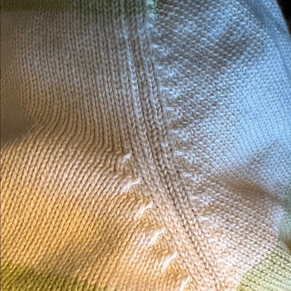 Talbots Lime Green and Cream Striped Collared Zip Front Sweater - Picture 6 of 7